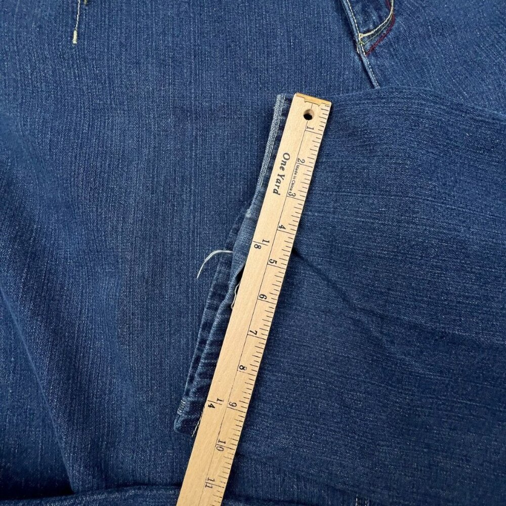 Coogi Mens 42x33 Blue Denim Pants Jeans 100% Cotton Red Green Design Pockets - Picture 12 of 14